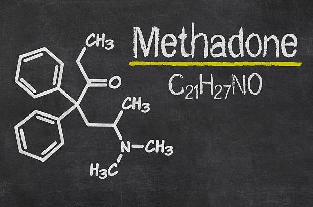 Blackboard with the chemical formula of Methadone Blackboard with the chemical formula of Methadone methadone stock pictures, royalty-free photos & images