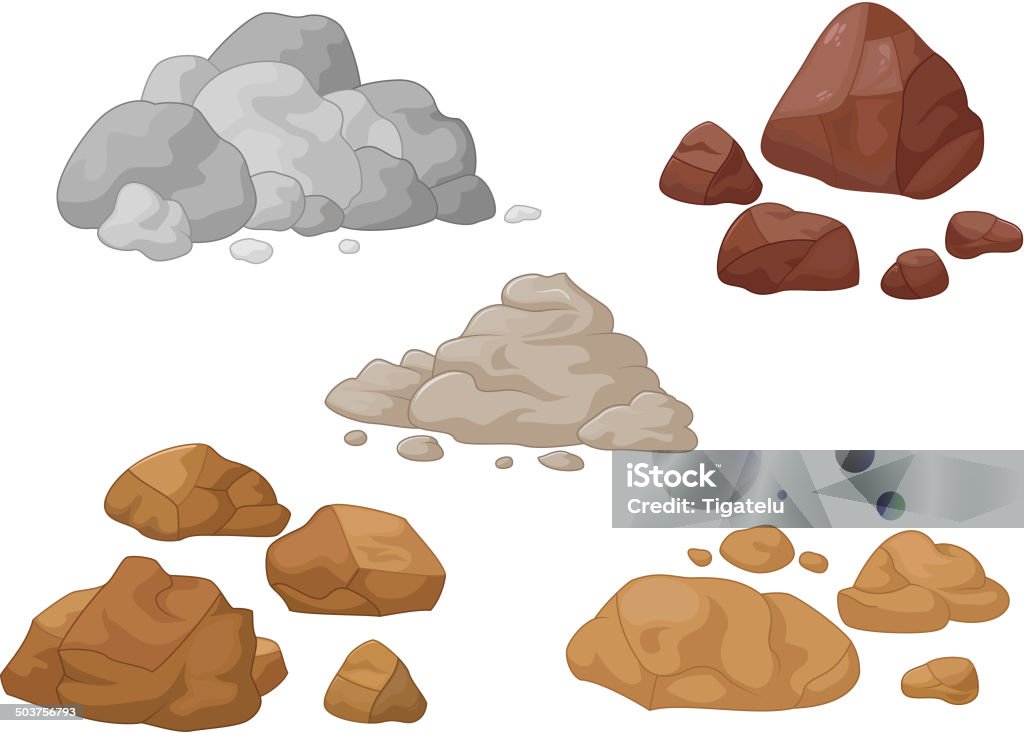 Pierres et rochers collection de Dessin animé - clipart vectoriel de Cartoon libre de droits