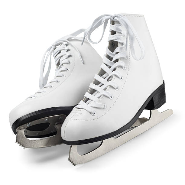 bianco figura pattini - ice skates foto e immagini stock