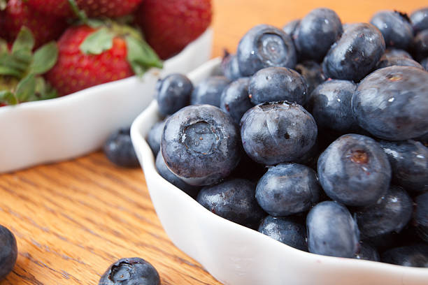 Side view of ripe blueberries stock photo