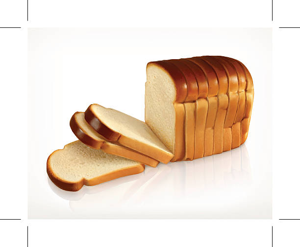 ilustrações, clipart, desenhos animados e ícones de fatias de pão de trigo - bread white background isolated loaf of bread