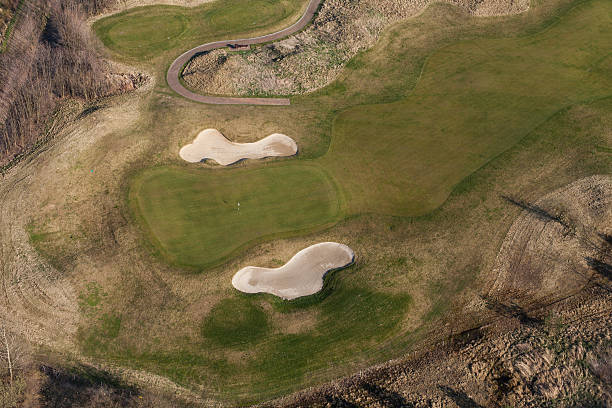 istock Aerial view over golf field 503758332