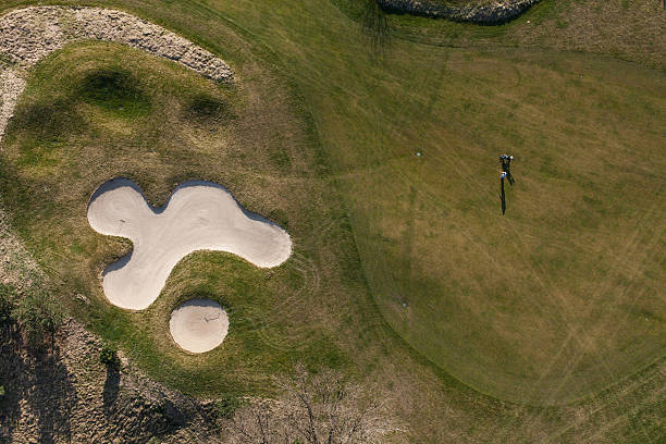 istock Aerial view over golf field 503758454