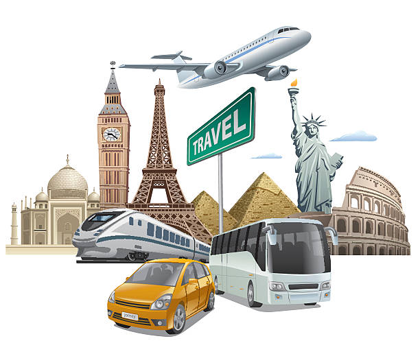 ilustrações, clipart, desenhos animados e ícones de transporte e viagem - flying uk england international landmark