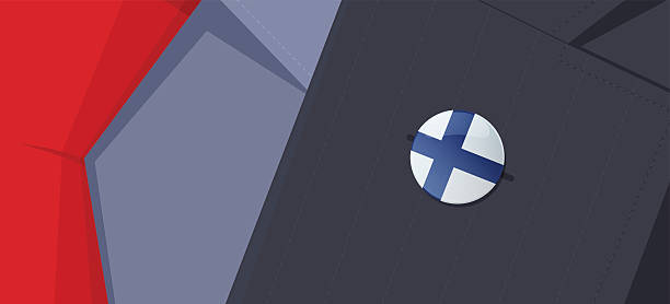 ilustrações de stock, clip art, desenhos animados e ícones de lapela finlândia bandeira pino no homem suit jacket lapela. - lapel brooch badge suit