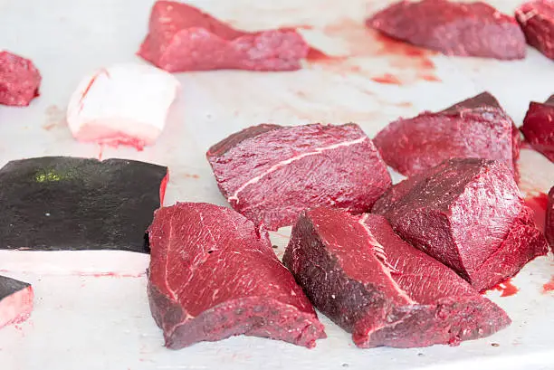 Photo of Whale meat on a market