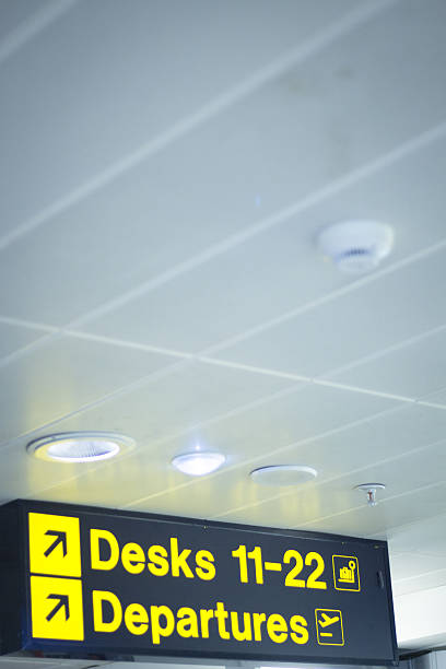 istock Airport information desks sign light panel 503761120