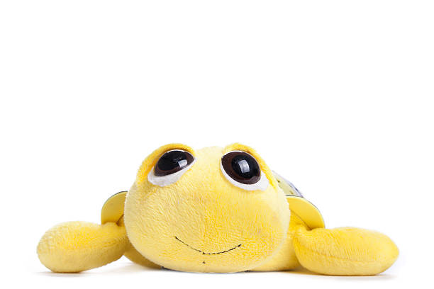 children's toy yellow turtle isolated on white background