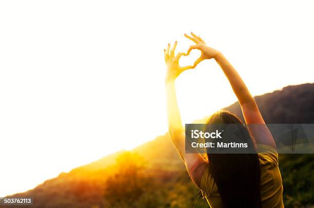 In Love With Nature Stock Photo - Download Image Now - Heart Shape, One Woman Only, Women