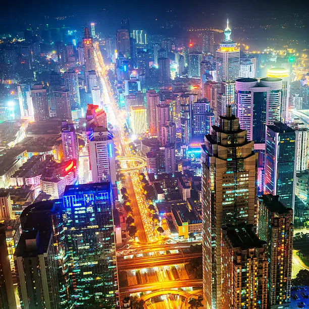 China's Shenzhen City at Dusk