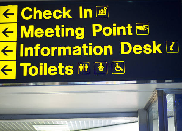 istock Airport information sign for checkin 503762584