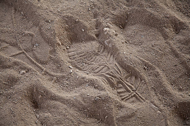 istock Astronaut footprint man on mars shoe print desert small step 503762756