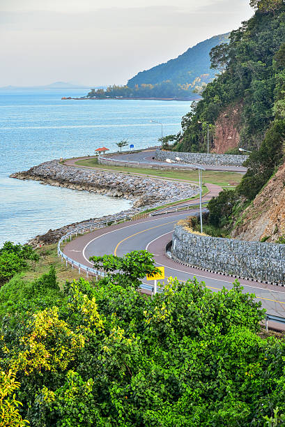 The road beside the sea (Chalerm Burapa Chollathit Road) stock photo