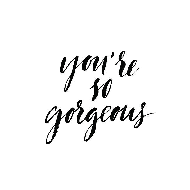 You're so gorgeous phrase. You're so gorgeous card. Hand drawn lettering. Ink illustration. Modern calligraphy. Isolated on white background. Hand drawing lettering design. Vector illustration. You're so gorgeous phrase. youre beautiful quotes stock illustrations