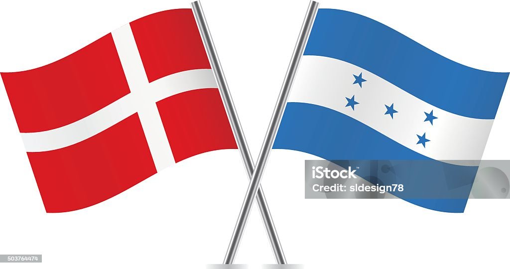 A Dinamarca e Honduras flags. Vetor. - Vetor de Bandeira royalty-free