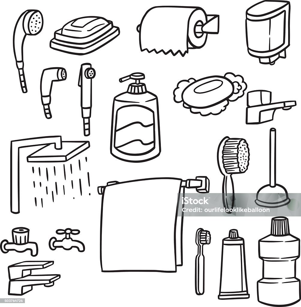 vector set of bathroom equipment Drawing - Activity stock vector