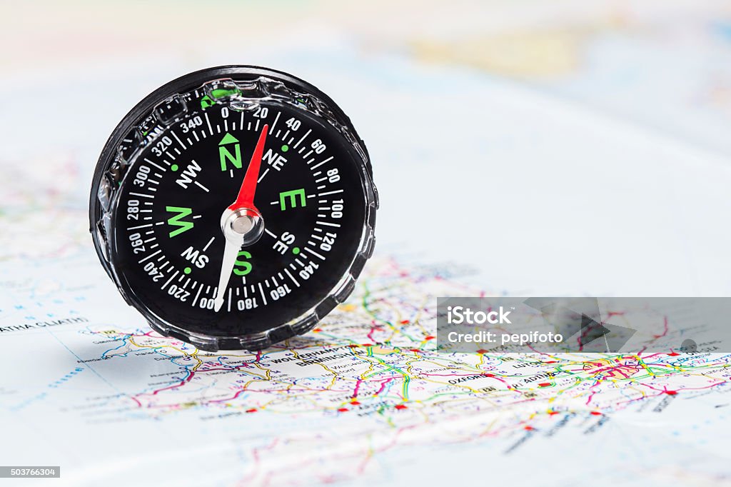 Map View Compass Compass On Map Stock Photo - Download Image Now - Aiming, Capital ...