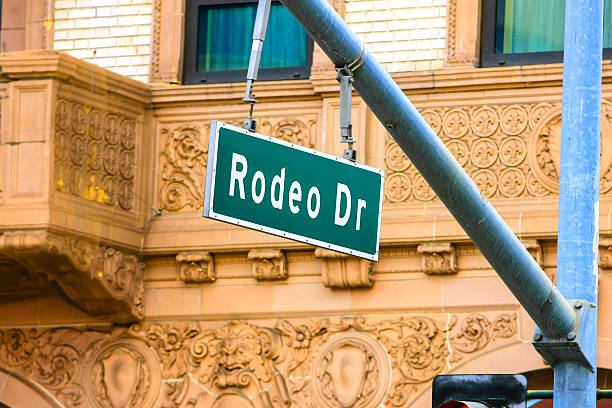 istock Rodeo Dr green and white street sign 503776454