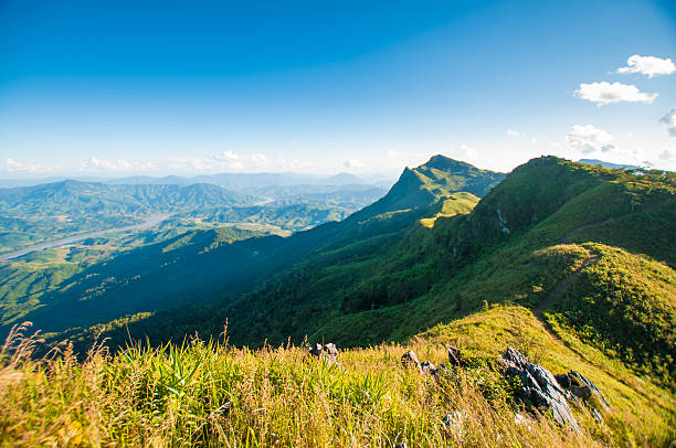 istock Panoramic view misty morning sunrise in mountain at north Thailand 503776528