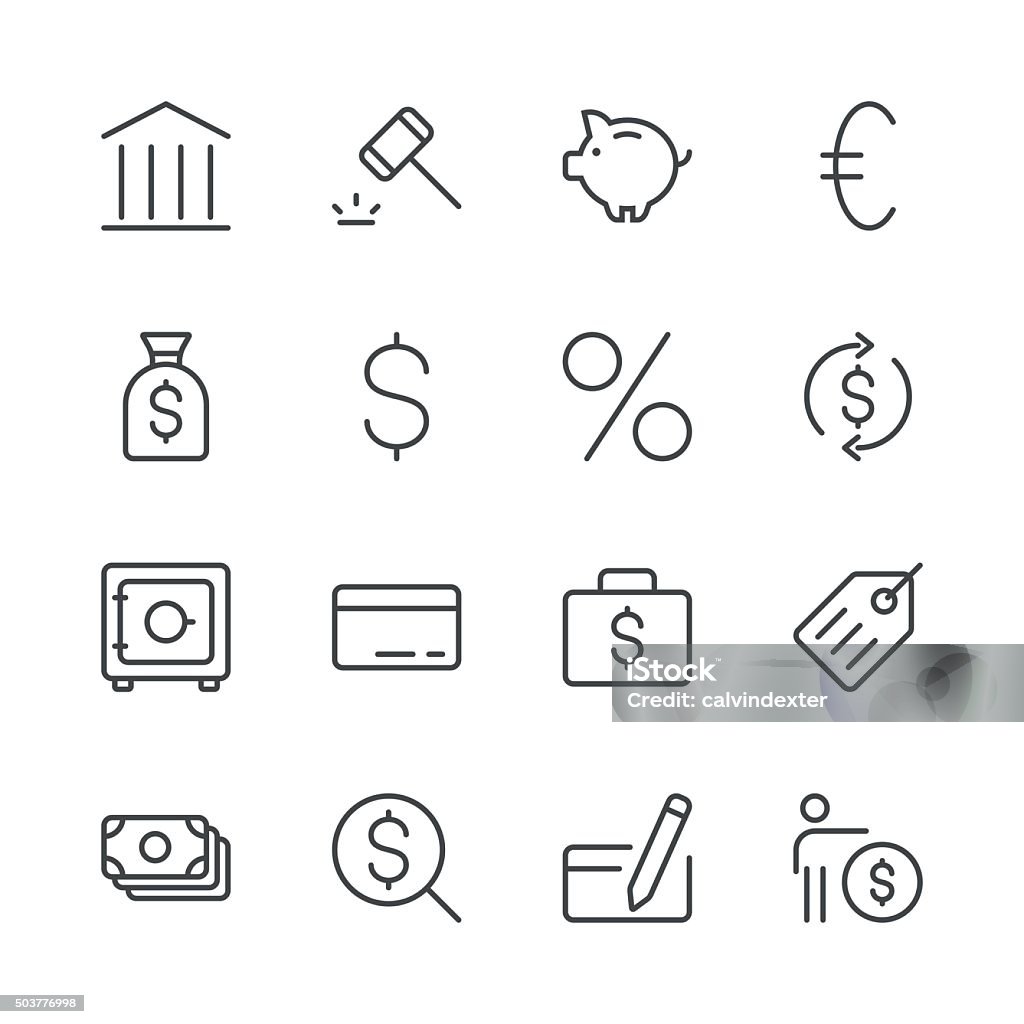 Banking and finance icons set 1 | Black Line series Set of 16 professional and pixel perfect icons ready to be used in all kinds of design projects. EPS 10 file. Icon Symbol stock vector