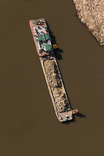 istock aerial view of a river barge 503778930