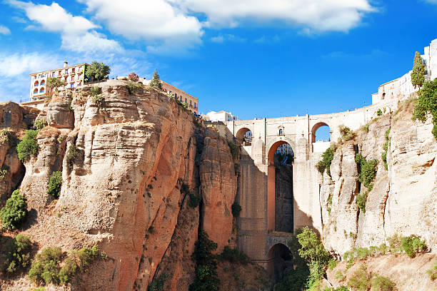 ronda, málaga province, andalusien, wirbelsäule - puenta nueva stock-fotos und bilder