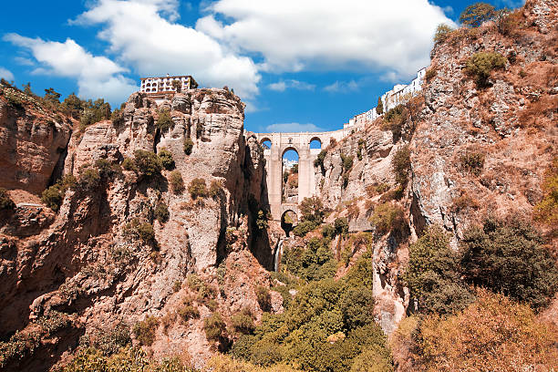 ronda, málaga province, andalusien, wirbelsäule - puenta nueva stock-fotos und bilder