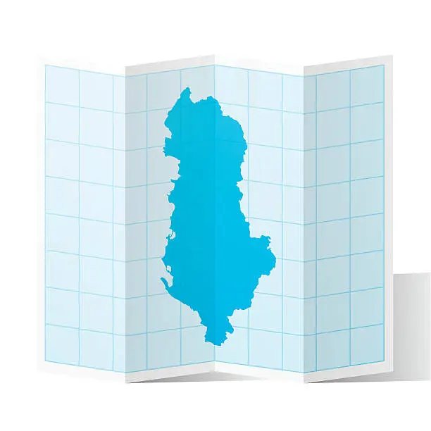 Vector illustration of Albania Map folded, isolated on white Background