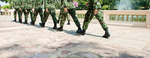 The solider walking patrol