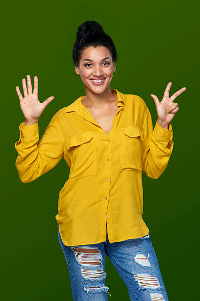 istock Woman showing eight fingers 503783594