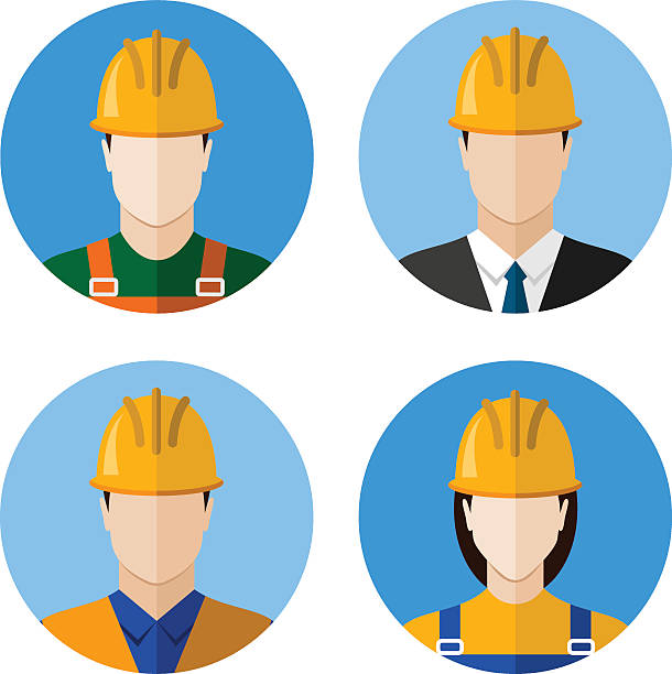 illustrations, cliparts, dessins animés et icônes de ensemble des avatars de builders - men mechanic adult backgrounds