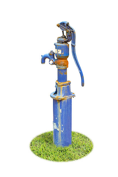 istock Blue manual hand pumps on white background 503783749