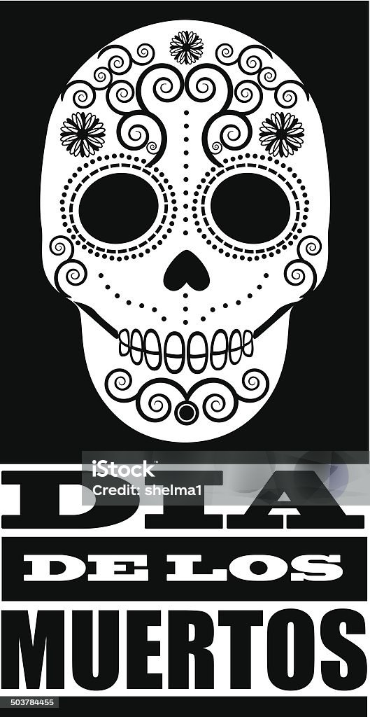 Dia de Los Muertos Day of the dead design element Black Color stock vector