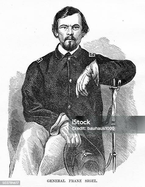 General Franz Sigel Engraving Stock Illustration - Download Image Now - 1860-1869, 19th Century, 19th Century Style