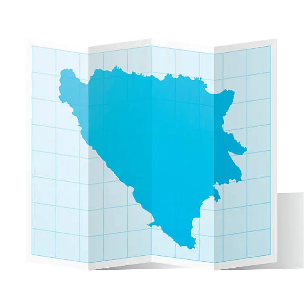 Vector illustration of Bosnia and Herzegovina Map folded, isolated on white Background