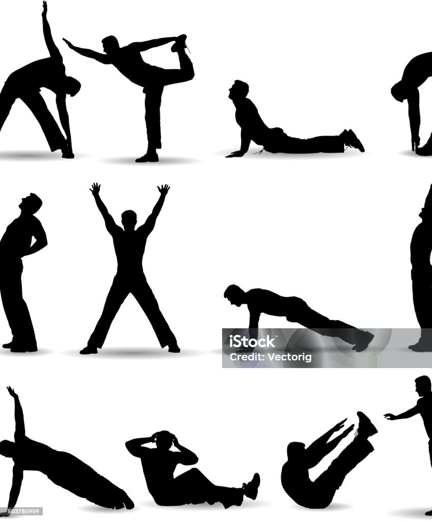 Exercising Exercising Silhouette Exercising stock vector