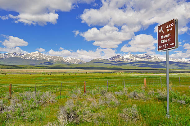 istock Road Sign Pointing to Mount Elbert, Colorado 503786063
