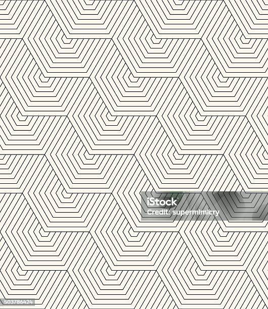 Black And White Hexagon Outline Pattern Stock Illustration - Download Image Now - Abstract, Backgrounds, Black And White