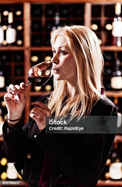 아름다운 너무해 즐기거나 레드 와인 셀러 와인 시음 시식에 대한 스톡 사진 및 기타 이미지 - 시식, 와인, 20-29세