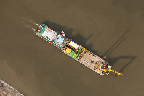 istock aerial view of a river barge 503786850