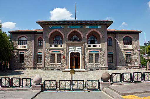 Ankara, Turkey - August 16, 2015: The Republic Museum is in the building of the Second Grand National Assembly of Turkey. The building of the Second Grand National Assembly of Turkey was designed by the Architect Vedat Tek in 1923 as the Republican People’s Gathering Hall.
