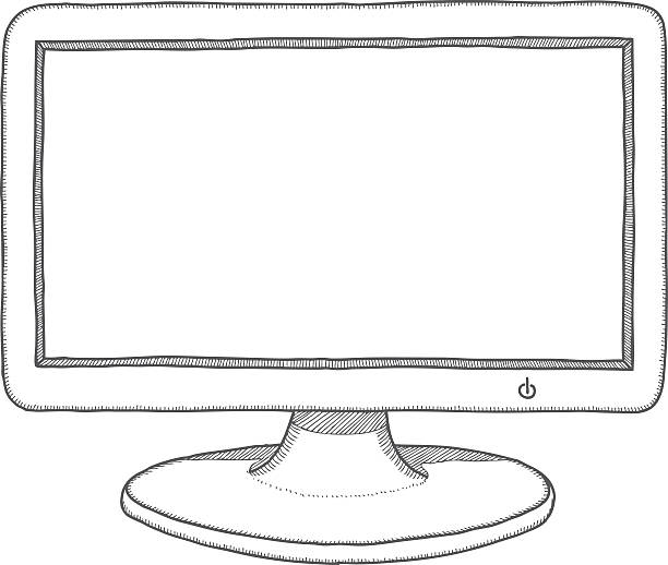Hand drawn monitor Hand drawn monitor, vector illustration in synch stock illustrations