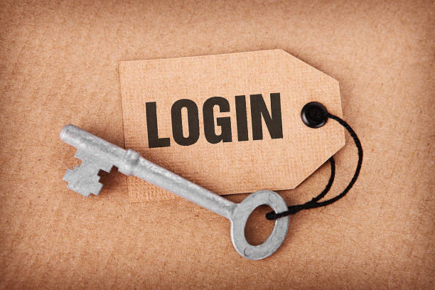 istock Login on Tag Attached to Vintage Key 503787721