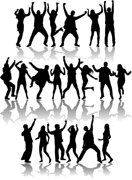 댄스 실루엣 - party women dancing focus on shadow stock illustrations