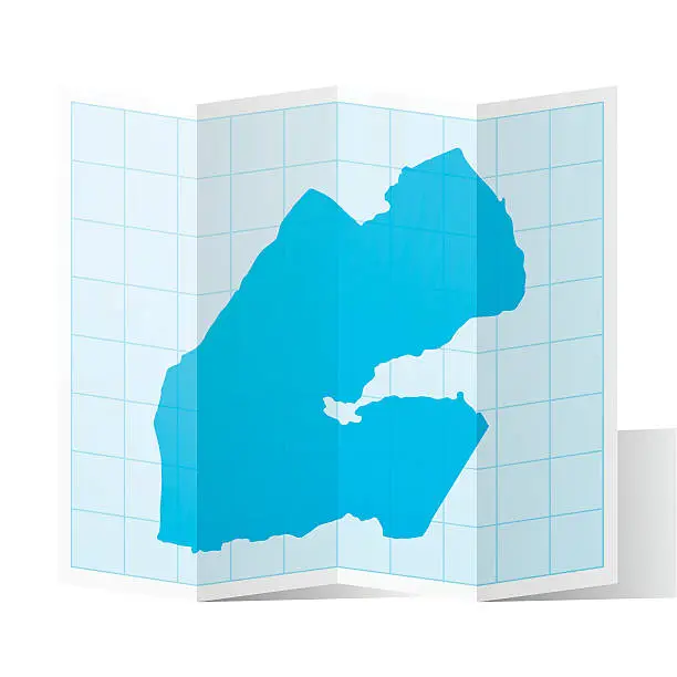 Vector illustration of Djibouti Map folded, isolated on white Background