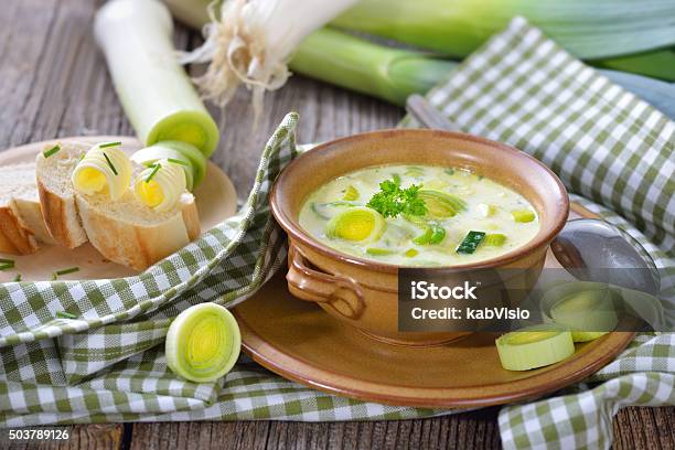 Cheese And Leek Soup Stock Photo - Download Image Now - Leek Soup, Leek - Vegetable, Soup