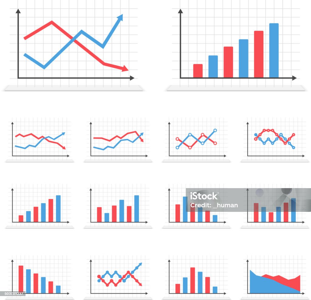 Graphs Set of different graphs on white background, vector eps10 illustration Graph stock vector