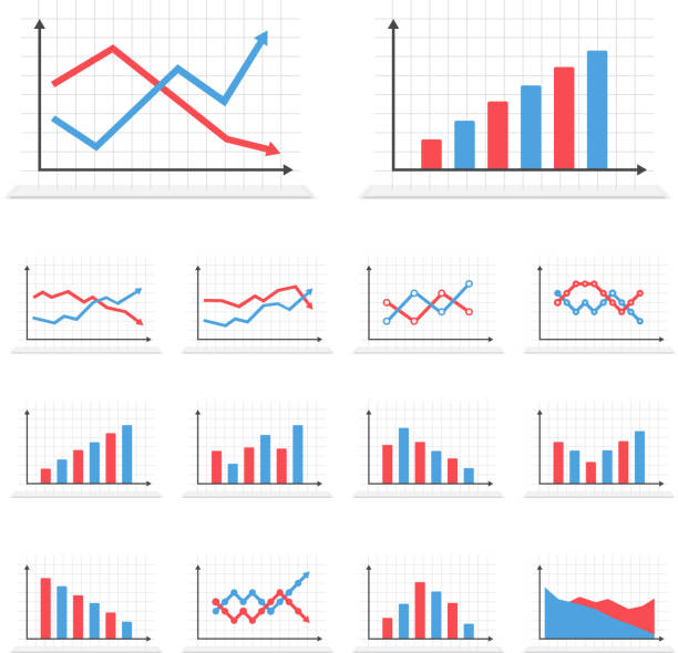 Graphs Set of different graphs on white background, vector eps10 illustration sales growth graph stock illustrations