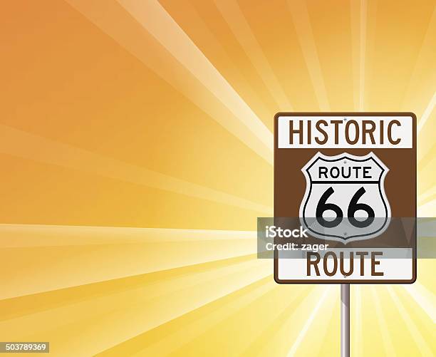 Histórica Rota 66 Em Amarelo - Arte vetorial de stock e mais imagens de Estrada 66 - Estrada 66, Plano de Fundo, Sol