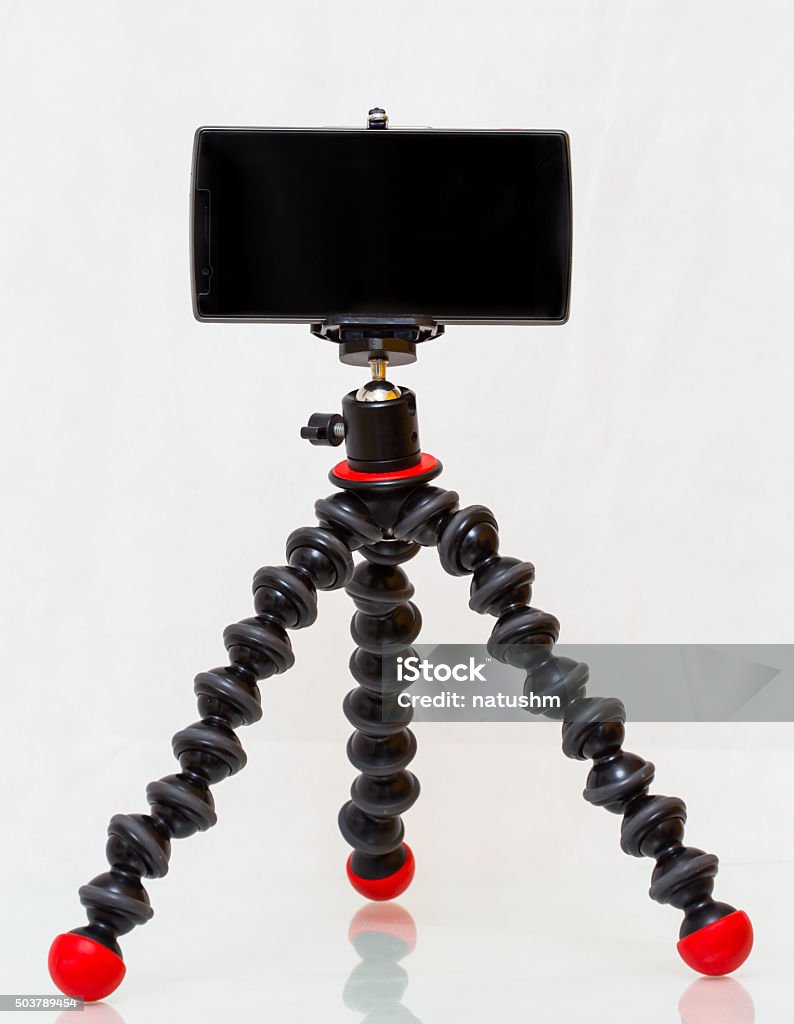 gorillapod with ball head With smartphone Tripod Stock Photo